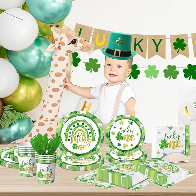 St Patrick'S Day Plates And Napkins Cups Decorations Set Lucky One