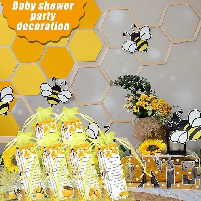 145 Pieces Bee Baby Shower Favors for Guest Honeycomb Ballpoint Pens