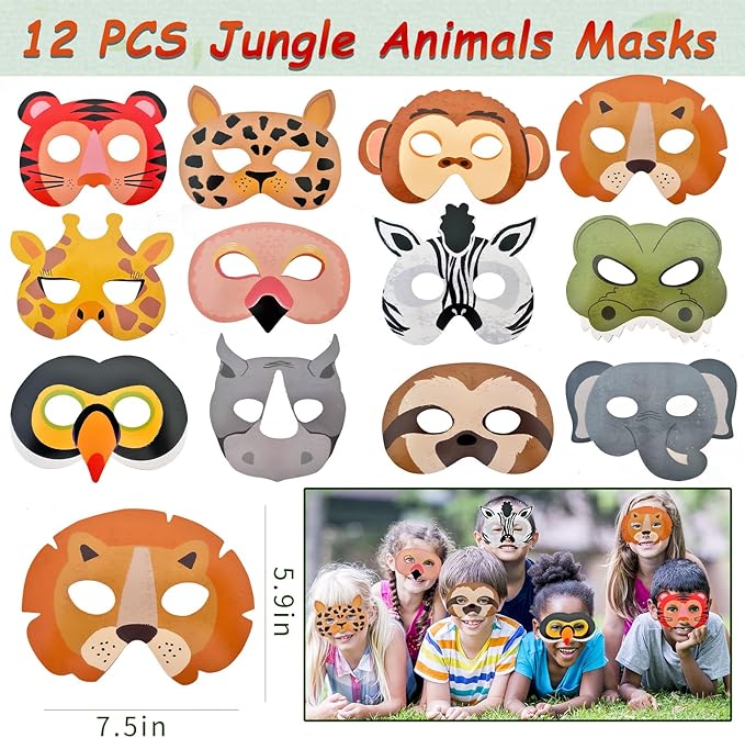 84 Pcs Jungle Safari Party Favors Set Wild Animals Set for Kids