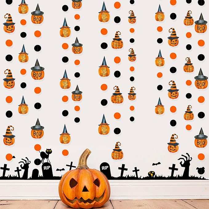 Clearance Pumpkin Polka Dots Garlands Happy Halloween Trick or Treat