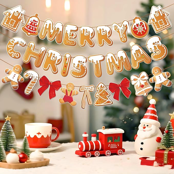 PAPER JAZZ Gingerbread Christmas Decoration Merry Christmas Banner 3