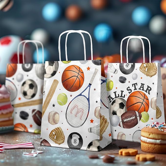 24 Pack Sports Party Favor Bags for Kids All Star Goodie Bags with