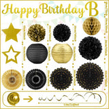 Black Gold Birthday Party-Decorations - 29pcs Black Gold Party