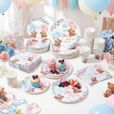 250 Pcs Bear Gender Reveal Paper Plates and Napkins Party Supplies