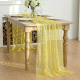 Artoid Mode Light Yellow Gold Gauze Table Runner 59x120 Inch 10FT,