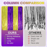 Voircoloria 3 Pack 3.3 x 8.2 ft Purple and Gold Foil Fringe Backdrop