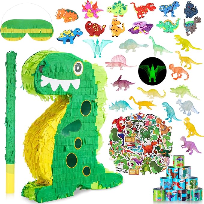 141 Pcs Dinosaur Piñata for Birthday Party Dino Piñata Set
