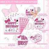 120pcs Pink Bow Mouse Plates Napkins Cartoon Birthday Party Supplies