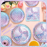 120PCS Mermaid Themed Party Supplies for Girls Baby Shower Under the