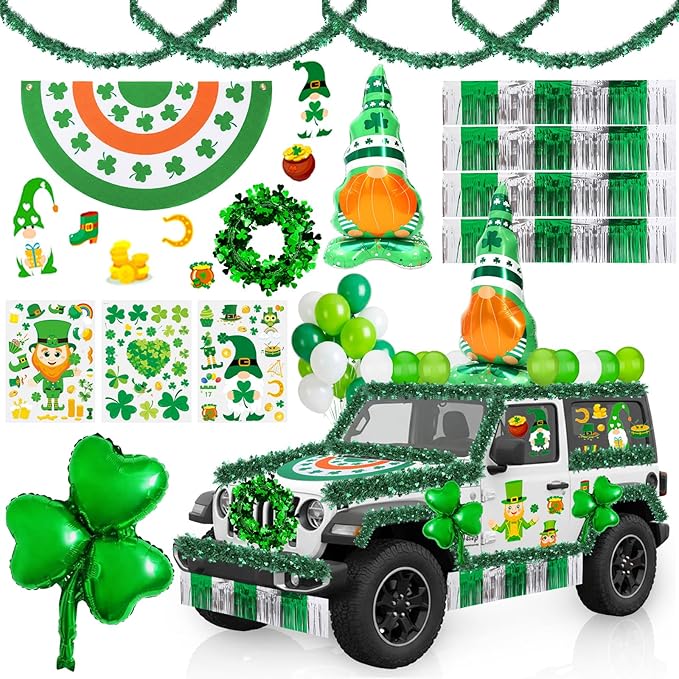 62 Pcs St Patrick's Day Parade Float Decorations Shamrock Leprechaun