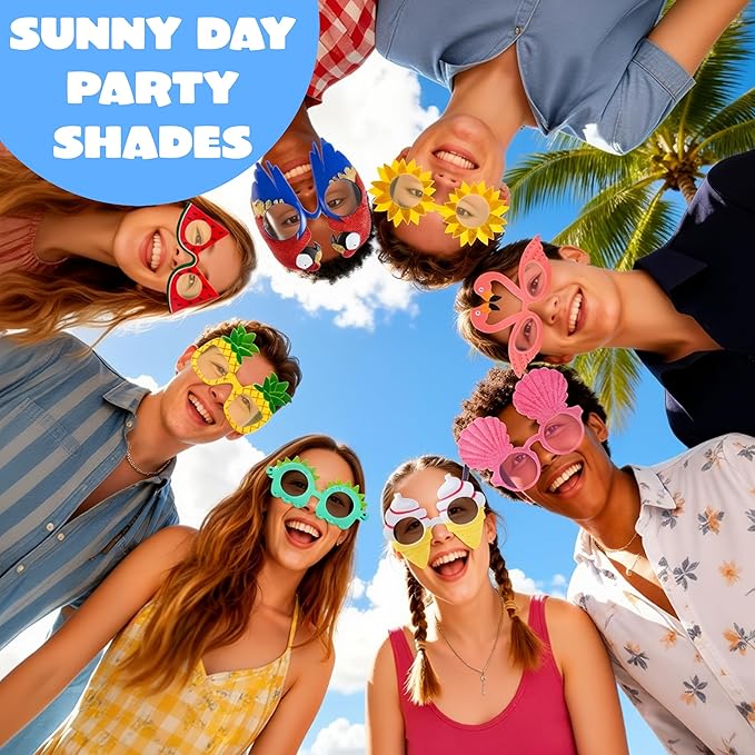 12 Pcs Hawaiian Luau Party Sunglasses Summer Pool Party Decorations