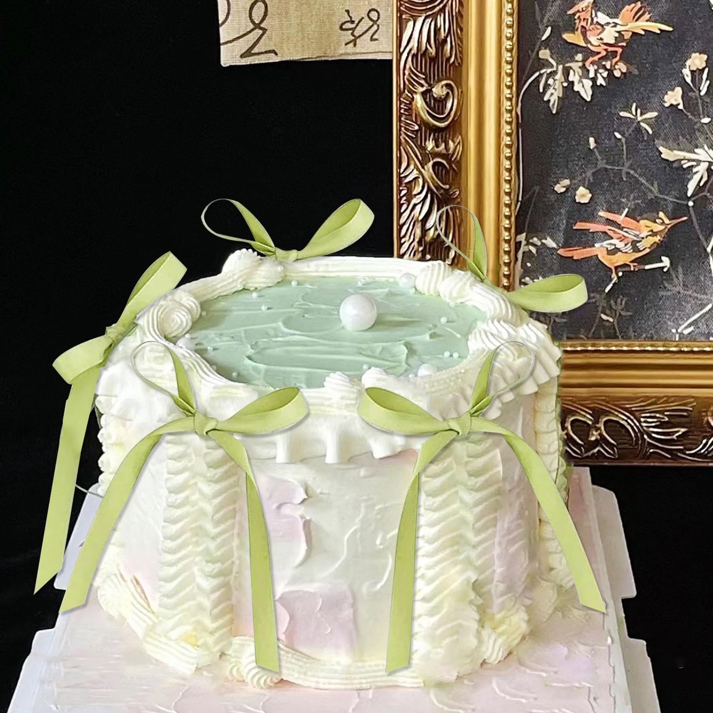 12 PCS Green Bow Cake Topper Coquette Ribbons Bows Cake for Decorating