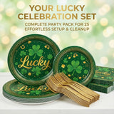 100 Pcs St Patrick's Day Tableware Party Supplies Serves 25