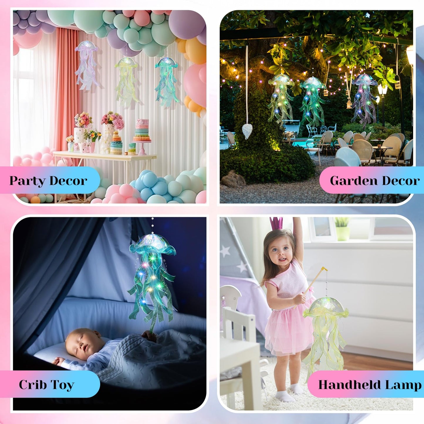 Rossesay 3 Pcs Jellyfish Lamp Colorful Jelly Fish Light Hanging