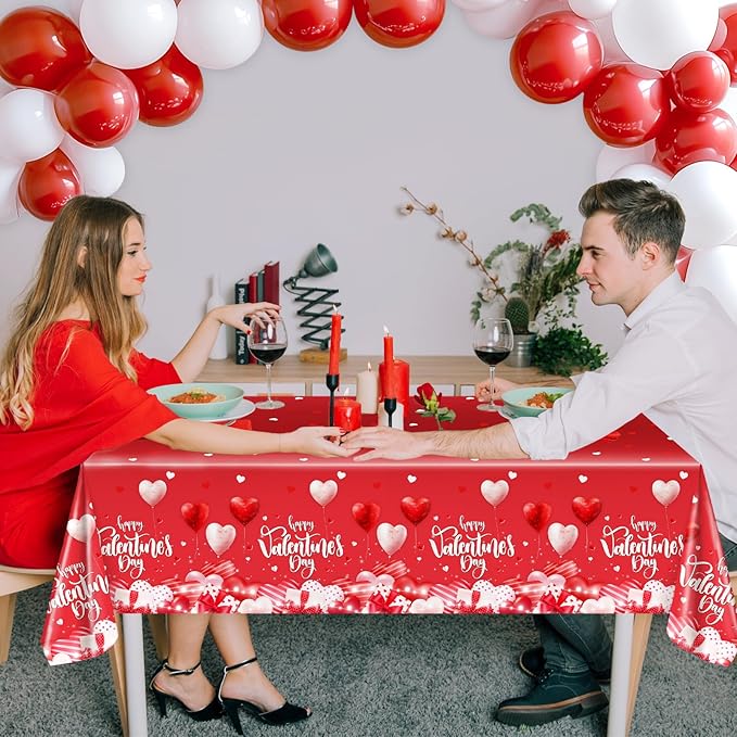 3 pcs Valentines Day Tablecloths Happy Valentines Day Plastic