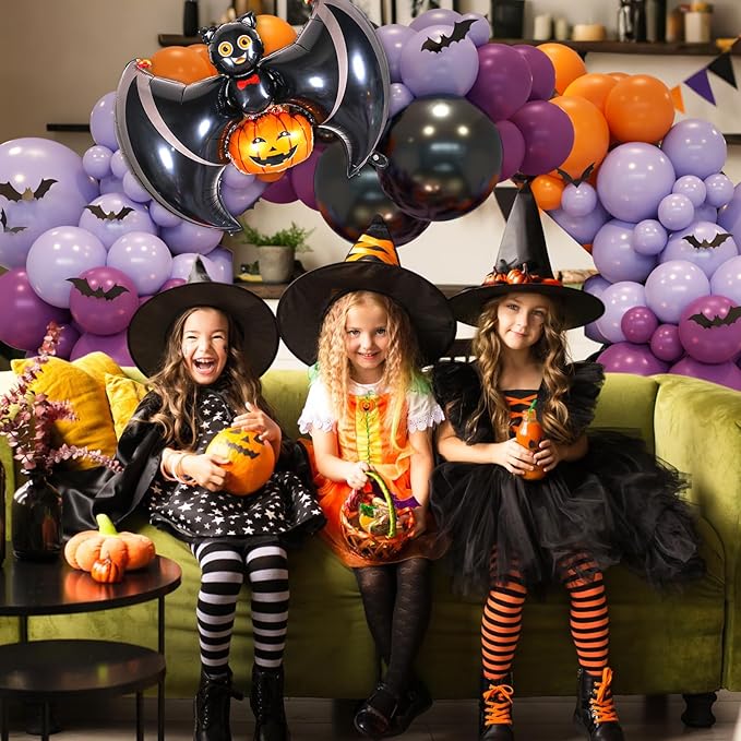 Halloween Balloon Arch Garland Pink Purple Balloons with Star Cute