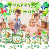 194 Pcs Dinosaur Birthday Decorations Includes Disposable Dinosaur