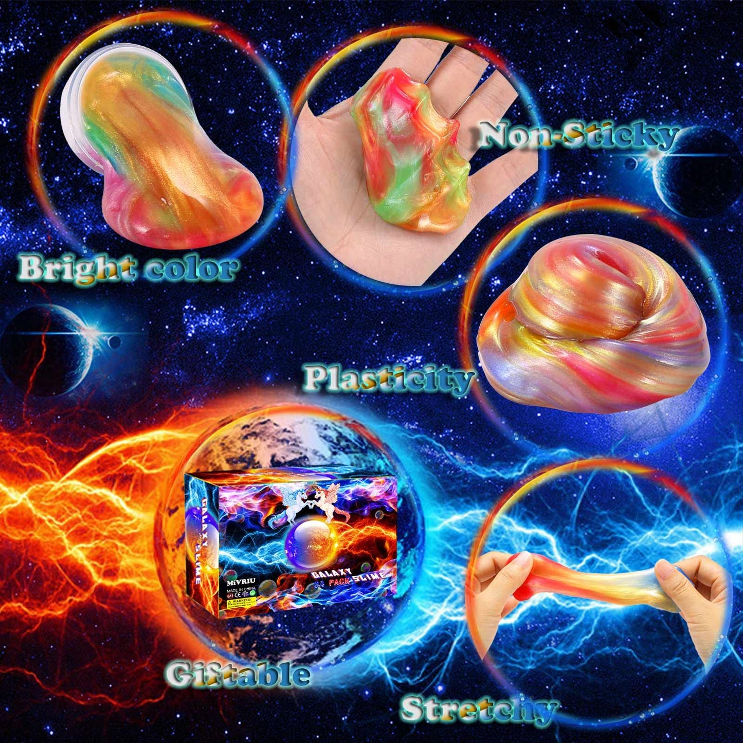 Ball Slime Party Favors 24 Pack, Super Soft and Scented Galaxy Slime