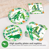 96Pcs Dinosaur 4th Birthday Decorations Dinosaur 4th Birthday Plates