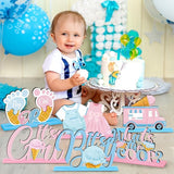 6 Pcs Ice Cream Gender Reveal Wooden Table Decorations Topper Blue