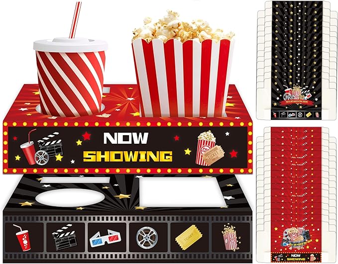 32Pcs Movie Night Snack Trays Hold Popcorn Candy Food Drink Movie