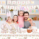 142 Pcs Happy Easter Plates and Napkins Easter Party Decorations
