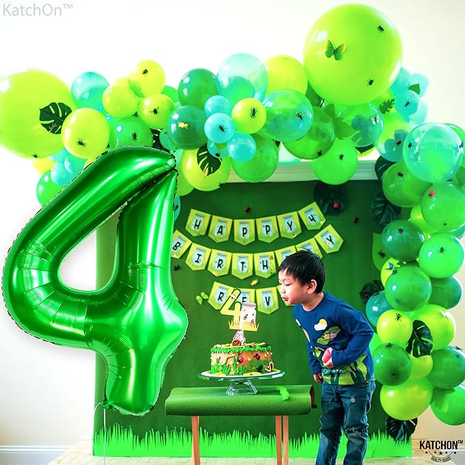 KatchOn, Dark Green Number 4 Balloons - 40 Inch | 4 balloon Green for