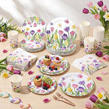250 Pcs Tulip Floral Paper Plates and Napkins Spring Party Supplies