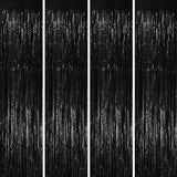 Voircoloria 4 Pack Black Foil Fringe Backdrop Curtains, Tinsel