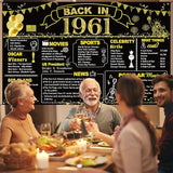 DARUNAXY 65th Birthday Black Gold Party Decoration, Back in 1961