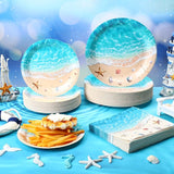 180 Pcs Beach Party Plates and Napkins 7'' and 9'' Ocean Waves Theme
