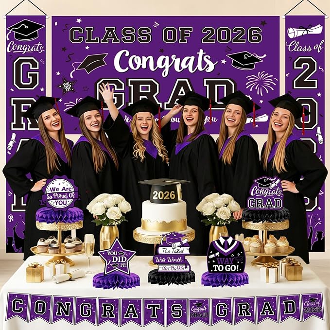2026 Graduation Decorations Purple Graduation Decorations Set with