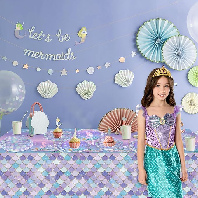 Mermaid Party Decorations 162Pcs Mermaid Party Tableware Set Mermaid
