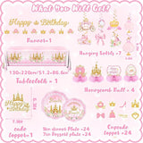 196Pcs Princess Birthday Party Decorations Serves 24 Pink Princess