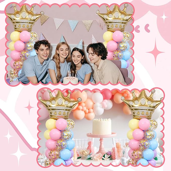 Pastel Princess Party Balloon Column Stand Arch Kit Set of 2 for