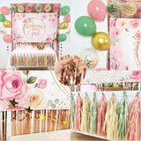 Dusty Pink and Sage Green Baby Shower Decorations Welcome Baby Girl