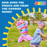 Mermaid Tail Pinata with Plastic Bat and Paper Blindfold for Fun