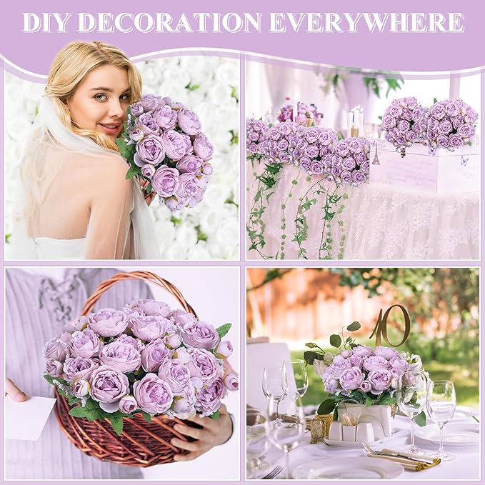8 Bundles Artificial Peonies Flowers Boho Faux Flowers Arrangements #4