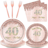 24 Sets 40th Rose Gold Birthday Party Decrations for Women 40
