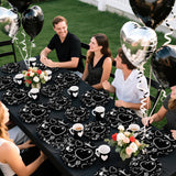 Grencian 96 Pcs 2000s Party Plates and Napkins Black Heart Tableware