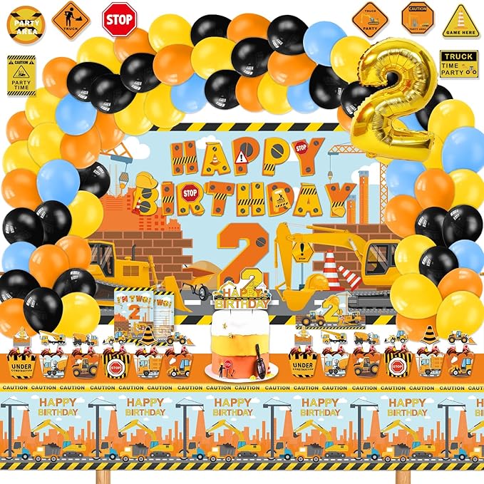 Construction Birthday Party Supplies for 2 Year Old Boy 139 Pcs Dump