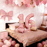 Pink Sweet 16 Number Balloon, 16th Birthday Decorations for Girls
