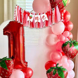 Strawberry One High Chair Banner Strawberry 1st Birthday Party