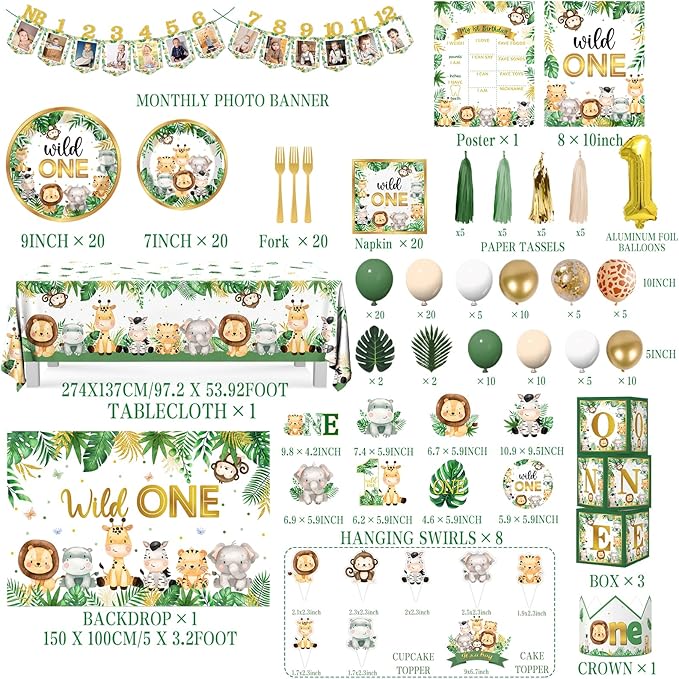 Wild Birthday Decorations Safari Birthday Decorations 239Pcs Wild