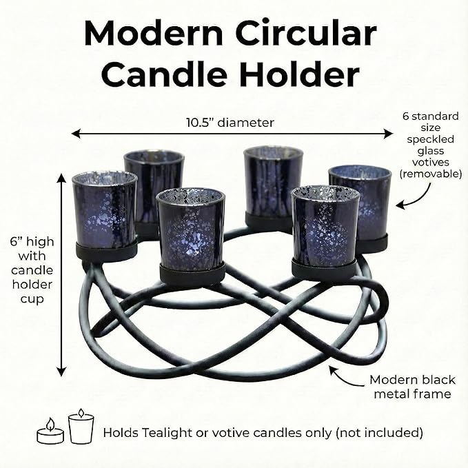 Halloween Candle Holder Centerpiece Decoration Black Metal Iron 6