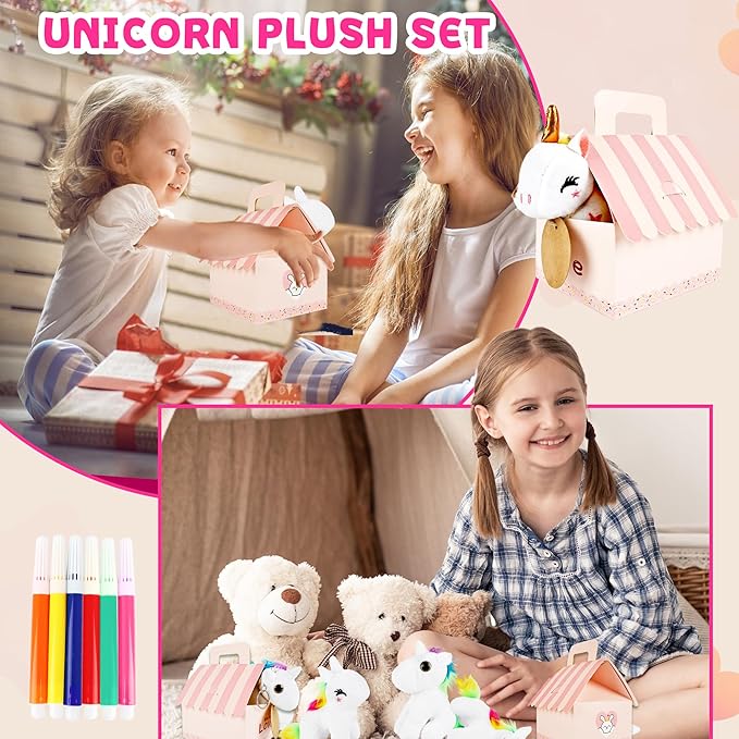 67 Pcs Unicorn Party favors Include 16 Mini Plush Unicorn Keychains