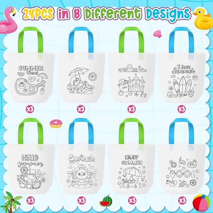 Summer Coloring Goodie Bags for Kids 24Pcs Hello Summer Beach Bulk