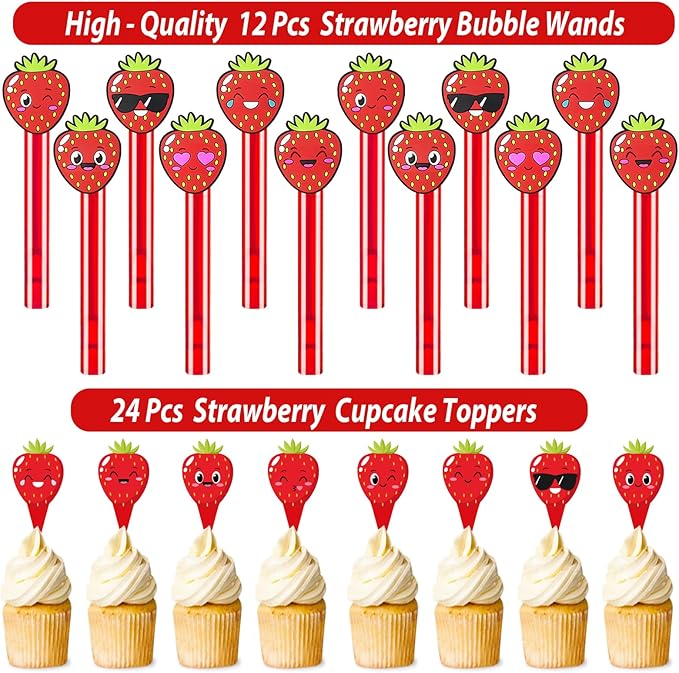 208PCS Strawberry Party Favors Berry First Birthday Decor Theme