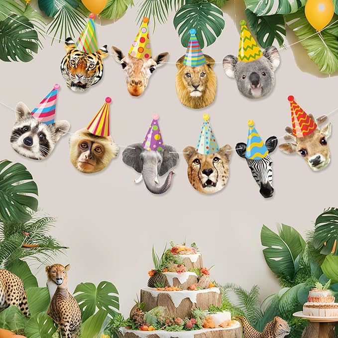 Hooqict Safari Animals Happy Birthday Banner Animal Birthday Party