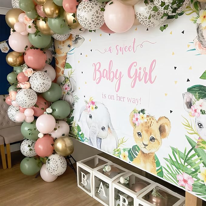 Pink and Green Balloons, Jungle Safari Balloon 12 Inch Leopard